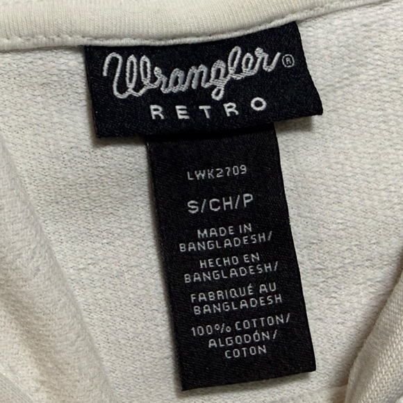 Wrangler White Hoodie with Red and Blue Sleeve Design - Picture 3 of 8
